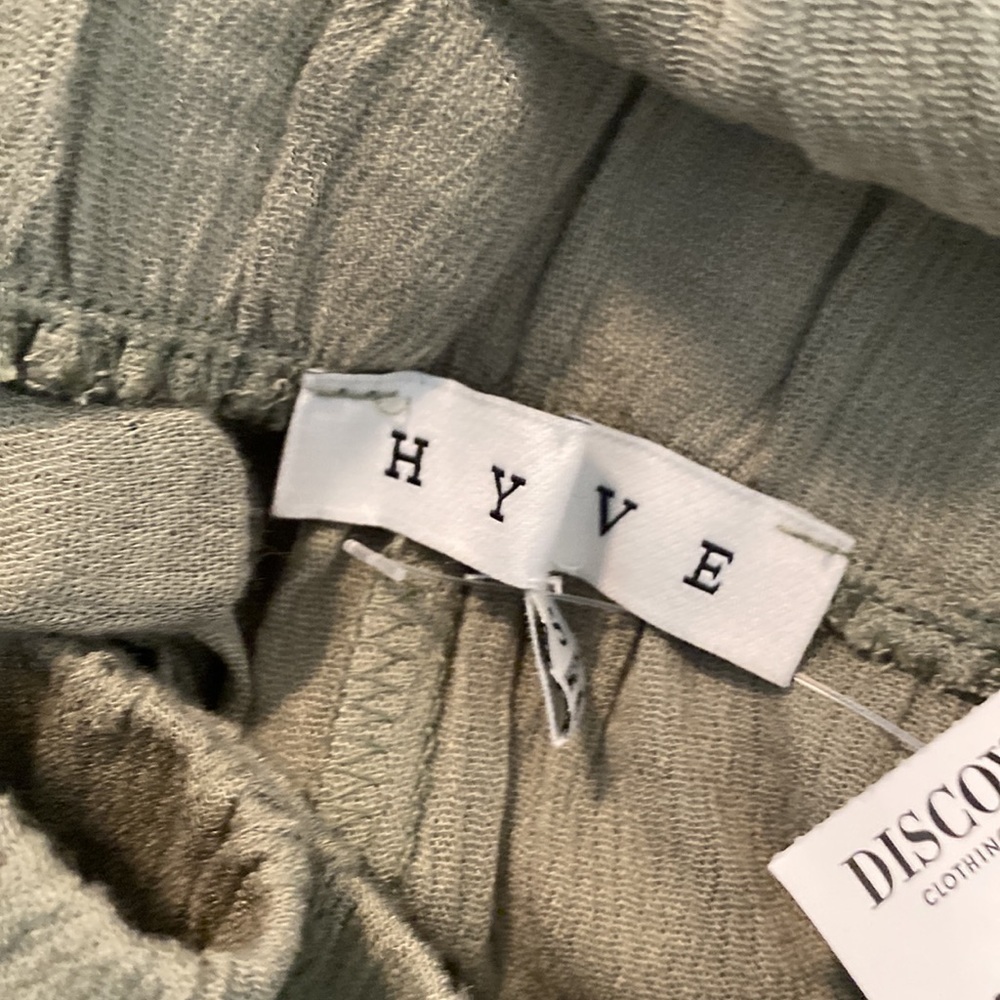 Hyfve OLIVE green overall like suspender flare leg pants small nwt - Picture 9 of 11